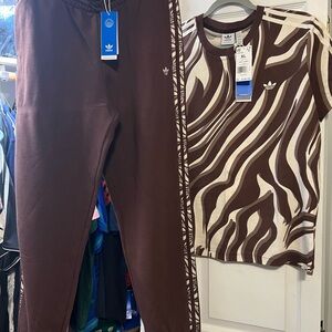 Adidas Originals Brown and Cream Jogger Set